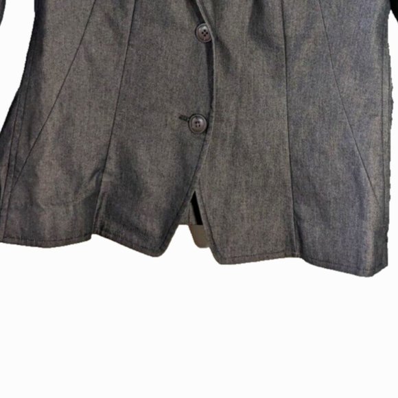 HOLT RENFREW Woman’s Denim Blazer Dress 3-Button Jeans Jacket Dark Gray M - Picture 4 of 7